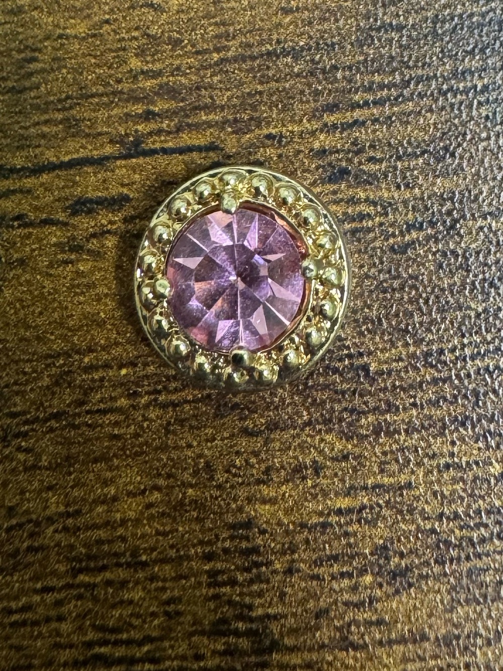 4/$20 Avon N.R. Gold-Tone Pink Crystal Round Pendant Charm